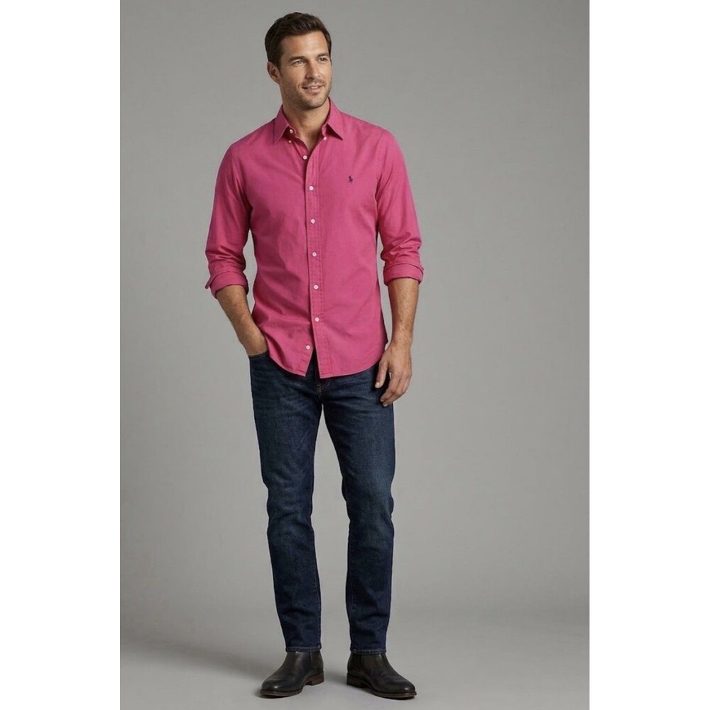 Polo Ralph Lauren Men's XL Long Sleeve Button Down Shirt Hot Pink Classic Fit
